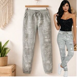 🛍️ Van Winkle Gray graffiti graffiti distressed Homewk Edition skinny pants med